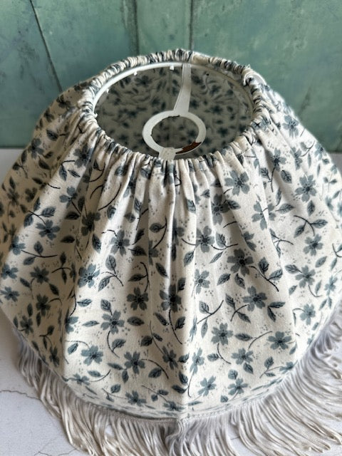 Vintage Floral Lampshade, Pretty Blue And White Tassel Trim, Bedside Lamp Shade, Table Lamp Shade, Cottagecore, Rustic Country Decor