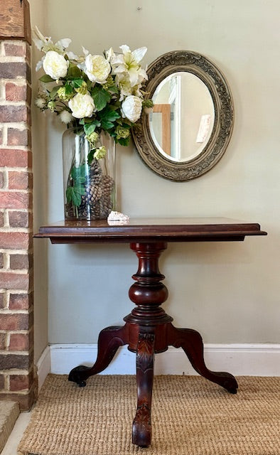 Antique Mahogany Pedestal Occasional Table, Country Hall Table