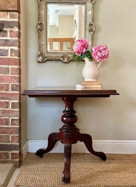 Antique Mahogany Pedestal Occasional Table, Country Hall Table