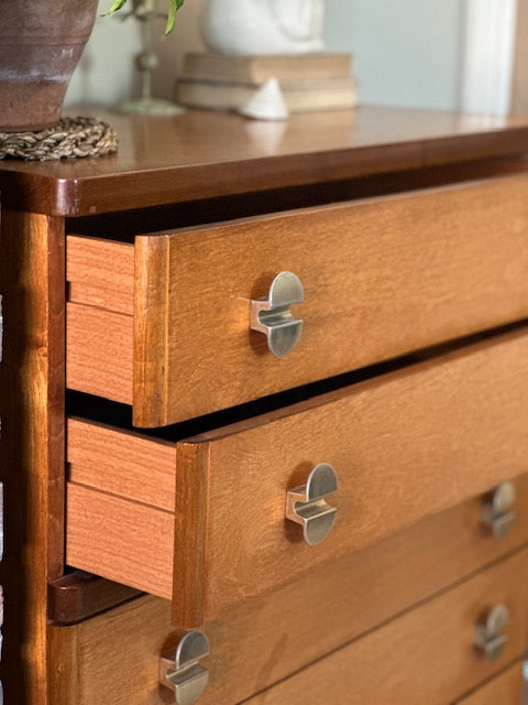 Mid Century Stag Cantata Chest Of Drawers, Tall Boy, Bedroom Furniture, Hall Console, Hall Storage, Danish, Scandi Decor