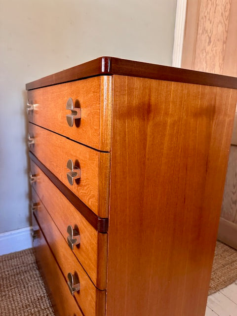 Mid Century Stag Cantata Chest Of Drawers, Tall Boy, Bedroom Furniture, Hall Console, Hall Storage, Danish, Scandi Decor