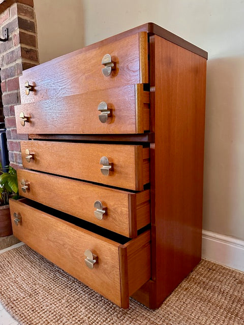 Mid Century Stag Cantata Chest Of Drawers, Tall Boy, Bedroom Furniture, Hall Console, Hall Storage, Danish, Scandi Decor