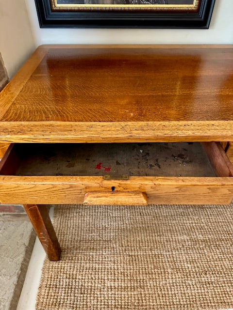 Vintage Mid Century Two Drawer Desk, Teachers Desk