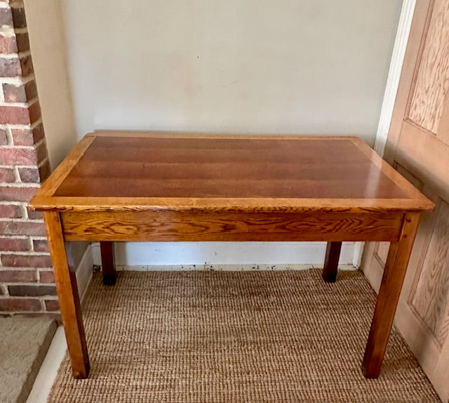 Vintage Mid Century Two Drawer Desk, Teachers Desk