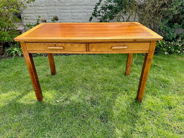 Vintage Mid Century Two Drawer Desk, Teachers Desk