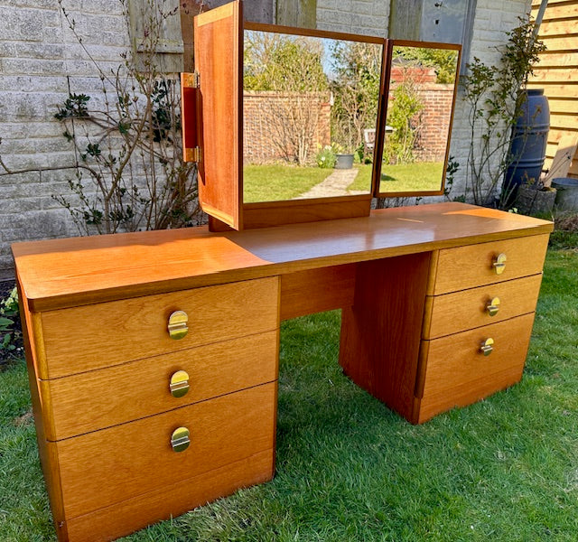 Mid Century Stag Cantata Dressing Table, Retro Bedroom Furniture, With Triple Mirror, Teak Furniture, Desk, Mid Century Modern