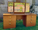 Mid Century Stag Cantata Dressing Table, Retro Bedroom Furniture, With Triple Mirror, Teak Furniture, Desk, Mid Century Modern
