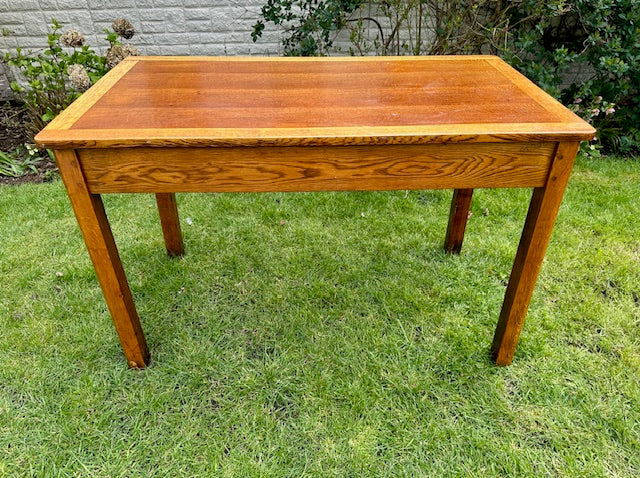 Vintage Mid Century Two Drawer Desk, Teachers Desk