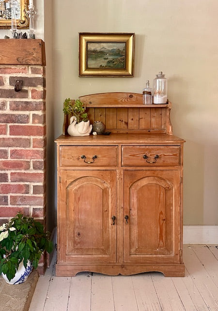 Vintage Antique Pine Side Board, Narrow, Kitchen Storage, Small Hall Console, Dining Room Furniture, Living Room, Bathroom Cabinet