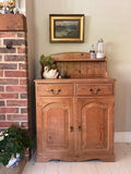 Vintage Antique Pine Side Board, Narrow, Kitchen Storage, Small Hall Console, Dining Room Furniture, Living Room, Bathroom Cabinet