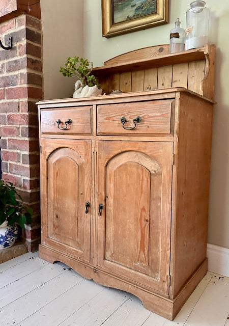 Vintage Antique Pine Side Board, Narrow, Kitchen Storage, Small Hall Console, Dining Room Furniture, Living Room, Bathroom Cabinet