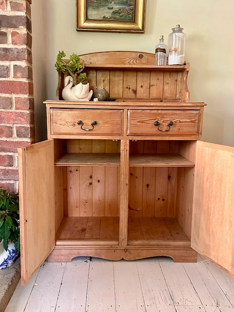 Vintage Antique Pine Side Board, Narrow, Kitchen Storage, Small Hall Console, Dining Room Furniture, Living Room, Bathroom Cabinet