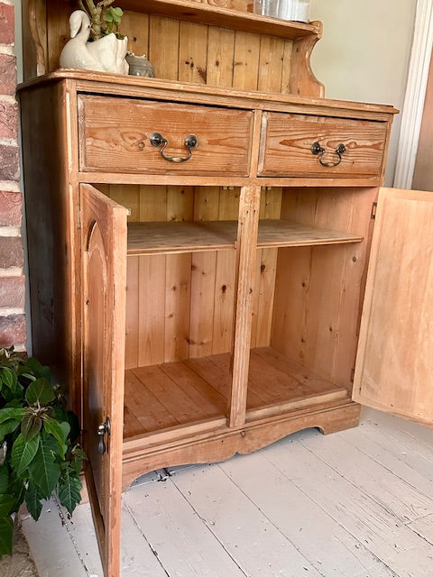 Vintage Antique Pine Side Board, Narrow, Kitchen Storage, Small Hall Console, Dining Room Furniture, Living Room, Bathroom Cabinet