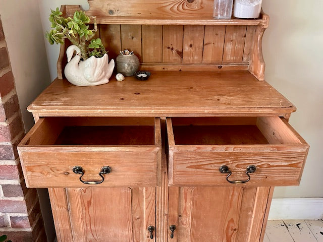 Vintage Antique Pine Side Board, Narrow, Kitchen Storage, Small Hall Console, Dining Room Furniture, Living Room, Bathroom Cabinet