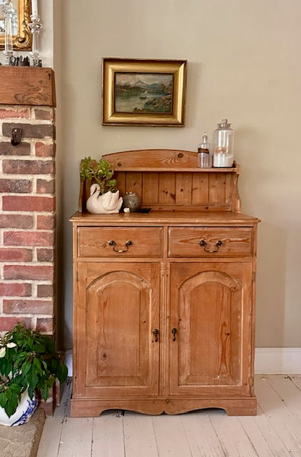 Vintage Antique Pine Side Board, Narrow, Kitchen Storage, Small Hall Console, Dining Room Furniture, Living Room, Bathroom Cabinet