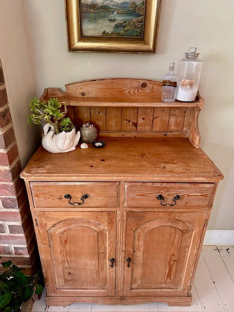 Vintage Antique Pine Side Board, Narrow, Kitchen Storage, Small Hall Console, Dining Room Furniture, Living Room, Bathroom Cabinet