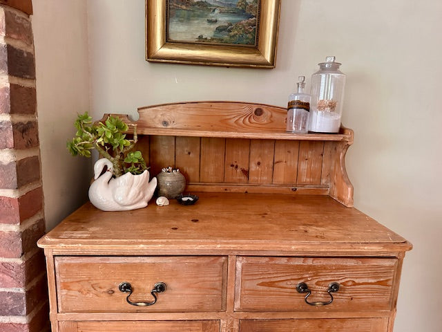 Vintage Antique Pine Side Board, Narrow, Kitchen Storage, Small Hall Console, Dining Room Furniture, Living Room, Bathroom Cabinet