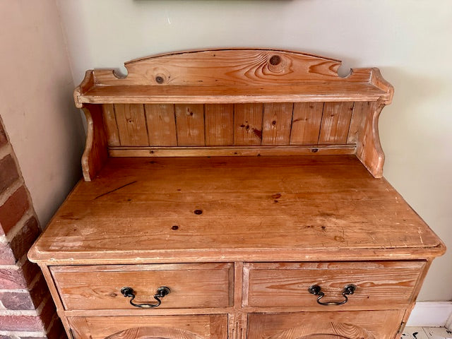 Vintage Antique Pine Side Board, Narrow, Kitchen Storage, Small Hall Console, Dining Room Furniture, Living Room, Bathroom Cabinet