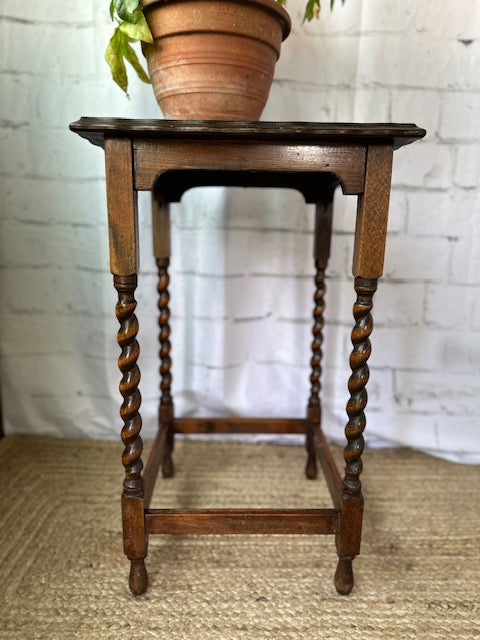 Vintage Rectangular Barley Twist Side Table, Wooden Occasional Table, Tall Bedside Table English Country Decor, Cottagecore, Rustic  Decor