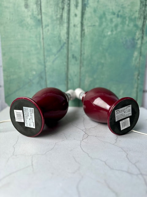 Vintage Ceramic Damson Lamp Base, Bedside Lamp, Table Lamp, Pair Of, Burgundy, Berry, Small Lamp, Country, Cottagecore, Scandi Decor