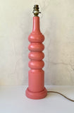 Vintage, Wooden Tall Coral Colour Table Lamp,With Shade, Bobbin Lamp Base, Bright, Colourful, Bedside Lamp, Upcycled Lighting, Maximalist Home Decor