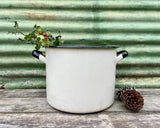 Vintage French Enamel Cooking Pot, Large, Christmas Tree, Planter, Indoor Floor, Planter, Country, Enamelware, Christmas, Cottagecore Decor