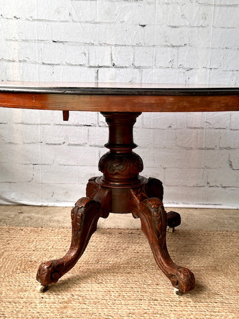 Antique Pedestal Table, Walnut Burr Occasional Table, Entryway, Vintage Oval Hall Table, Wooden Dining Table, English Country Decor