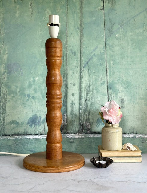 Vintage, Tall Wooden Table Lamp, Wood Turned Lamp Base, Handmade, Without Shade, Bedside Lamp, Rustic Console Home, Cottagecore Decor