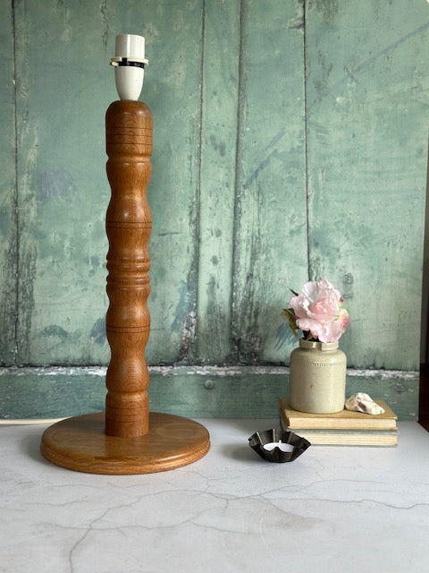 Vintage, Tall Wooden Table Lamp, Wood Turned Lamp Base, Handmade, Without Shade, Bedside Lamp, Console Lamp, Rustic Home, Cottagecore Decor