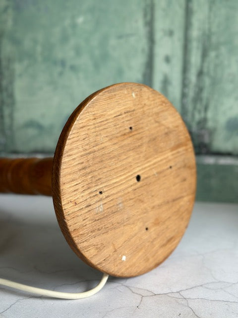 Vintage, Tall Wooden Table Lamp, Wood Turned Lamp Base, Handmade, Without Shade, Bedside Lamp, Rustic Console Home, Cottagecore Decor