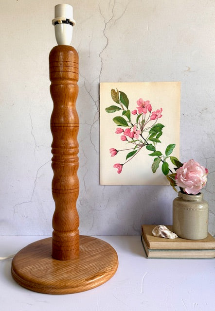 Vintage, Tall Wooden Table Lamp, Wood Turned Lamp Base, Handmade, Without Shade, Bedside Lamp, Rustic Console Home, Cottagecore Decor