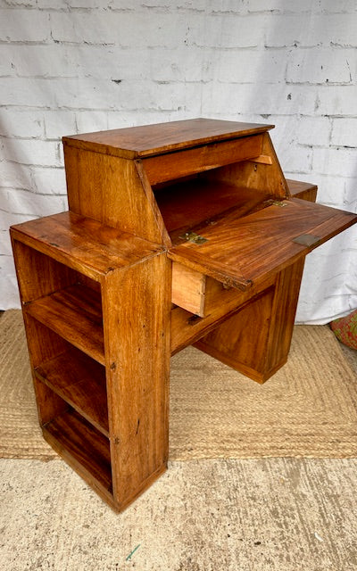 Vintage Art Deco Bureau, Desk, Bookcase, Small Antique Wooden Desk, Hall Console, Compact Home Office, Childs Desk, English Country Home Decor, Cottagecore Decor