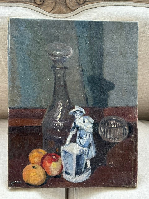 Vintage Still Life Painting, Signed Original Canvas Artwork