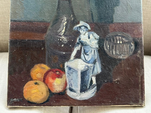 Vintage Still Life Painting, Signed Original Canvas Artwork