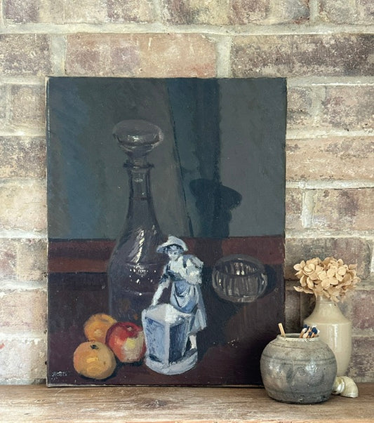 Vintage Still Life Painting, Signed Original Canvas Artwork