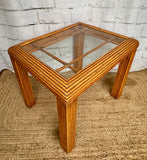 Vintage Faux Bamboo Coffee Table With Glass Top