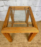 Vintage Faux Bamboo Coffee Table With Glass Top
