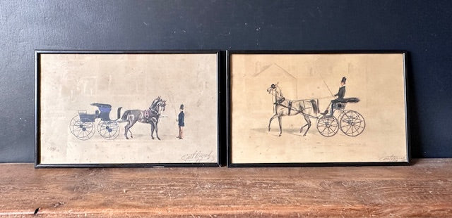 A Pair Of Antique Lithographs By Henry Thomas Alken, Hand Painted, English Antiques, Framed Original Art Work, Gallery Wall Decor, Country Home