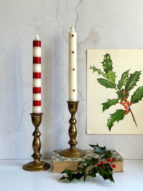 Pair Of Brass Decorative Candlesticks, Candle Holders, Christmas Tableware, Mantlepiece