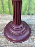Vintage Wooden Plant Stand, Burgundy Tall Traditional Column Jardiniere, Indoor Bust Stand, Upcycled, Painted Furniture, Maximalist Decor