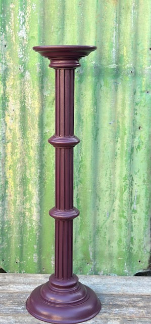 Vintage Wooden Plant Stand, Burgundy Tall Traditional Column Jardiniere, Indoor Bust Stand, Upcycled, Painted Furniture, Maximalist Decor