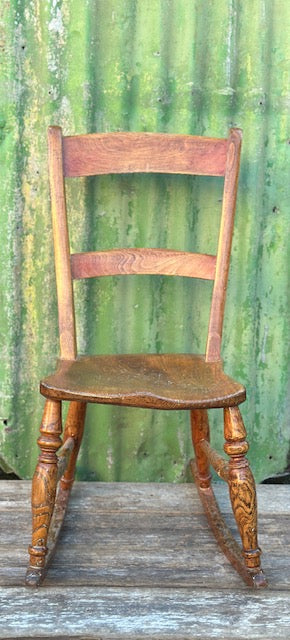 Antique Wooden Rocking Chair, Nursery Chair, Childs Rocking Chair, Rustic Charm, English Country Decor