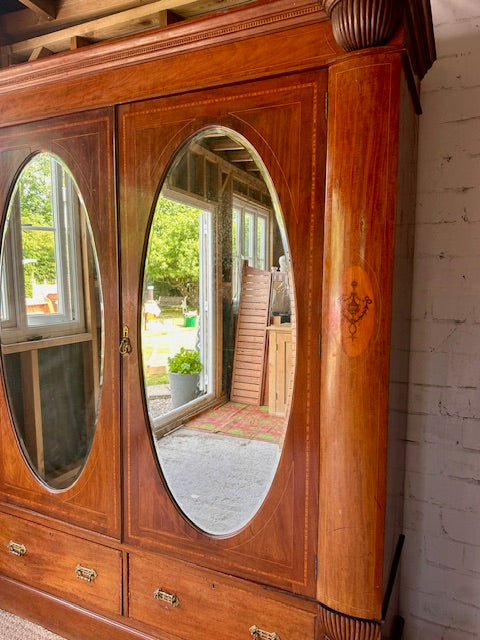 Antique Large Wardrobe With Mirrors, Armoire, Wooden Wardrobe, Vintage Bedroom Furniture, Bedroom Storage, English Antiques, English Country Home Decor