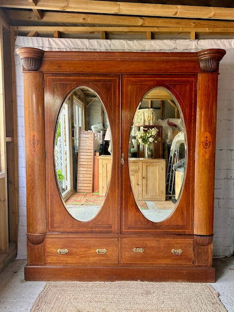 Antique Large Wardrobe With Mirrors, Armoire, Wooden Wardrobe, Vintage Bedroom Furniture, Bedroom Storage, English Antiques, English Country Home Decor