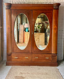 Antique Large Wardrobe With Mirrors, Armoire, Wooden Wardrobe, Vintage Bedroom Furniture, Bedroom Storage, English Antiques, English Country Home Decor