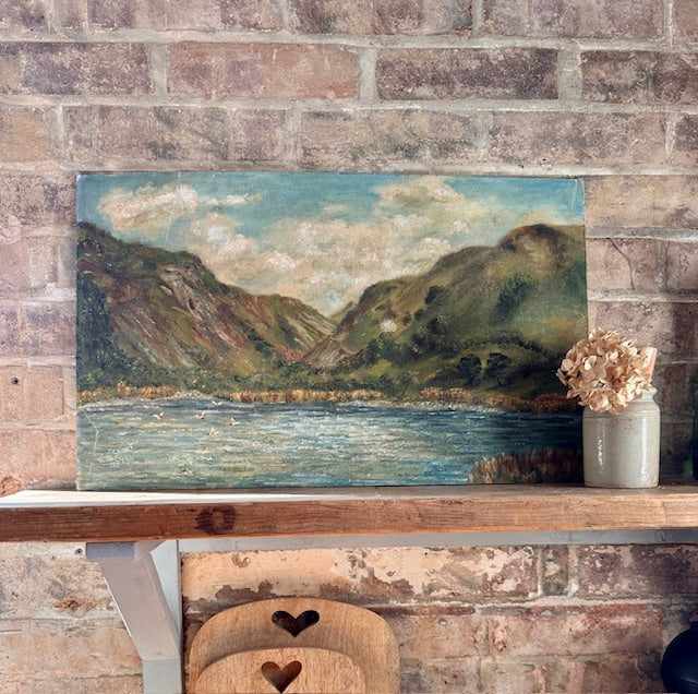 Vintage Landscape Oil Painting On Board, Seascape, Signed Artwork, Nature Inspired, Hanging Gallery Wall Art, Kitchen Shelf Art