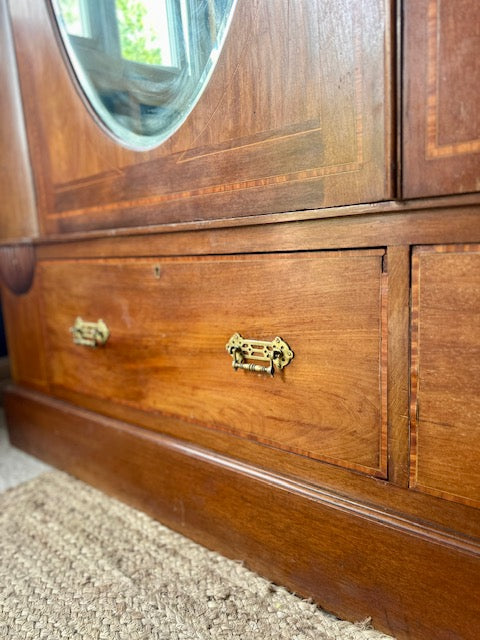 Antique Large Wardrobe With Mirrors, Armoire, Wooden Wardrobe, Vintage Bedroom Furniture, Bedroom Storage, English Antiques, English Country Home Decor