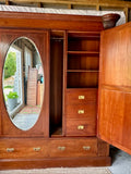 Antique Large Wardrobe With Mirrors, Armoire, Wooden Wardrobe, Vintage Bedroom Furniture, Bedroom Storage, English Antiques, English Country Home Decor