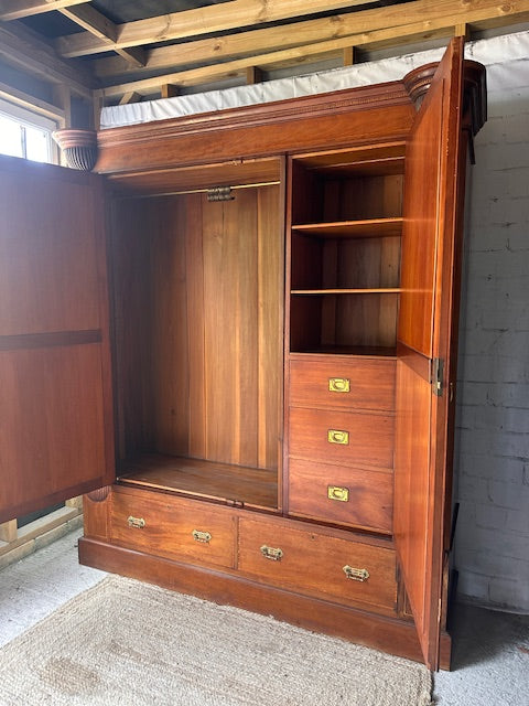 Antique Large Wardrobe With Mirrors, Armoire, Wooden Wardrobe, Vintage Bedroom Furniture, Bedroom Storage, English Antiques, English Country Home Decor