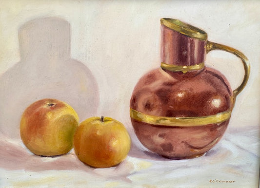 Vintage Kitchen Still Life Oil Painting, Copper Kettle -